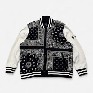 Snoop Dogg Supply Black & white bandana print varsity jacket size 3XL
